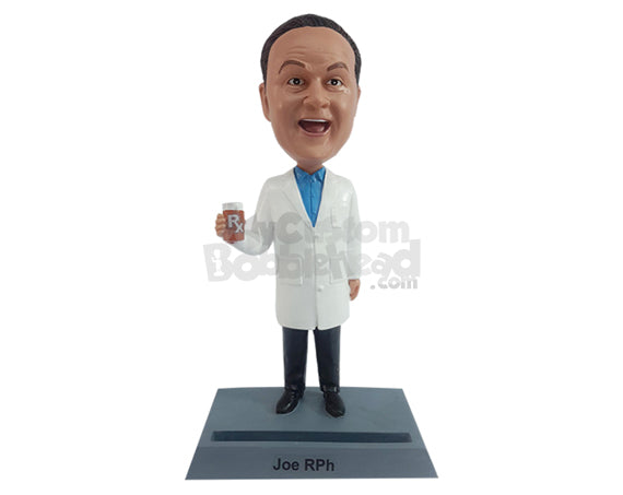 Custom Bobblehead Professional parmacist recomending the best medicine with business card holder at the base - Careers & Professionals Medical Doctors Personalized Bobblehead & Action Figure Custom Bobblehead Professional parmacist recomending the best medicine with business card holder at the base - Careers & Professionals Medical Doctors Personalized Bobblehead & Action Figure